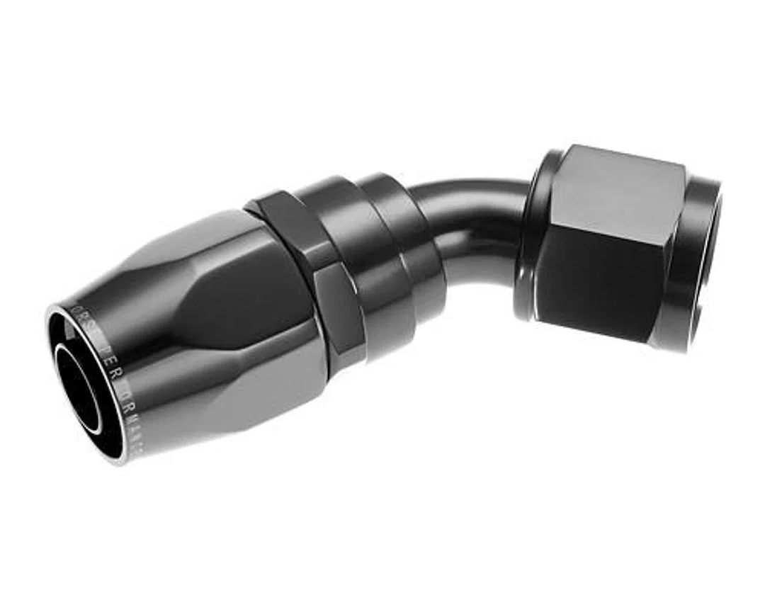 1045-10-2 – REDHORSE Hose End Fitting, -10 AN Hose -10 AN Outlet 45 Degree Anodized Black Aluminum Single